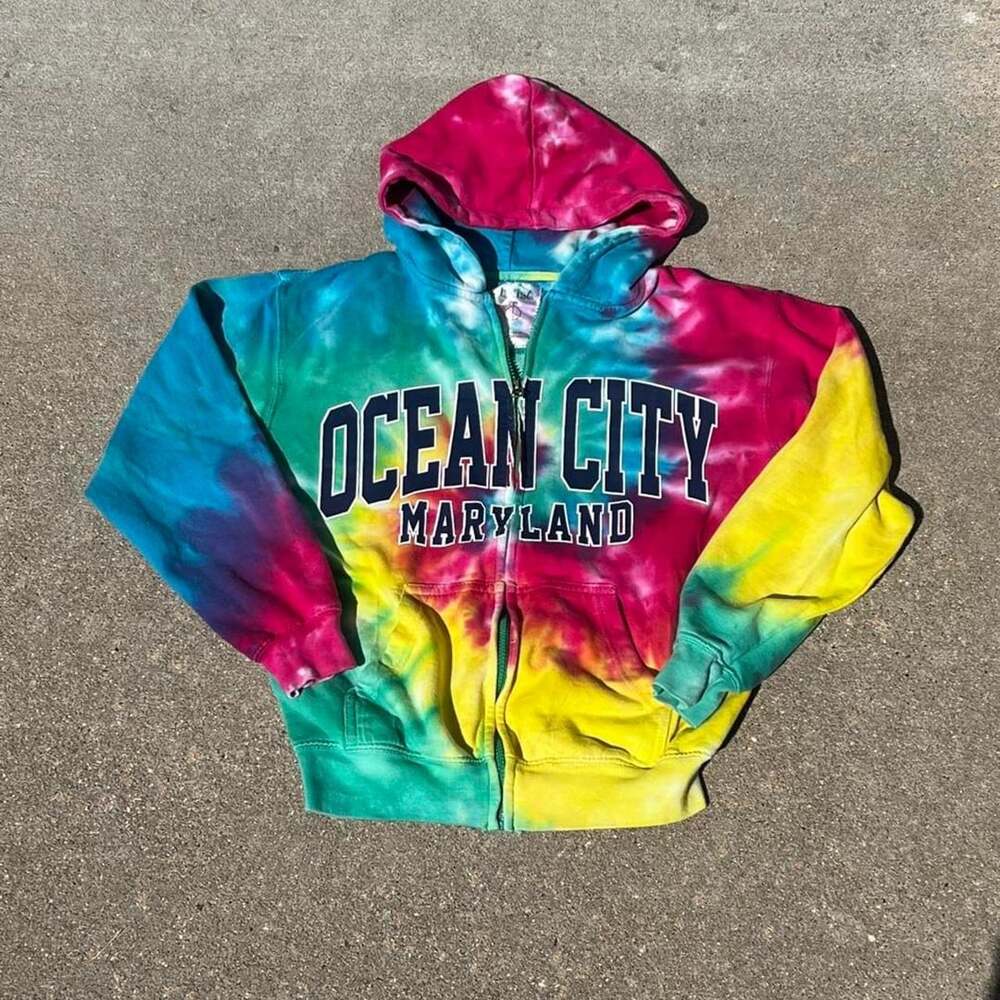 Exist Ocean City Maryland Tie Dye Zip Up Hoodie Small